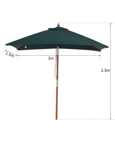 Parasol rectangulaire inclinable vert