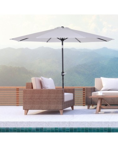 Parasol en aluminium rond inclinable blanc