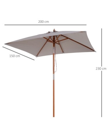 Parasol rectangulaire inclinable gris