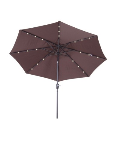 Parasol lumineux LED octogonal inclinable chocolat