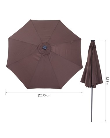 Parasol lumineux LED octogonal inclinable chocolat