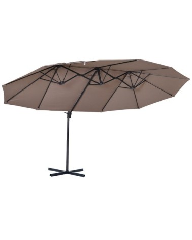 Parasol déporté grande taille inclinable marron