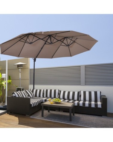 Parasol déporté grande taille inclinable marron