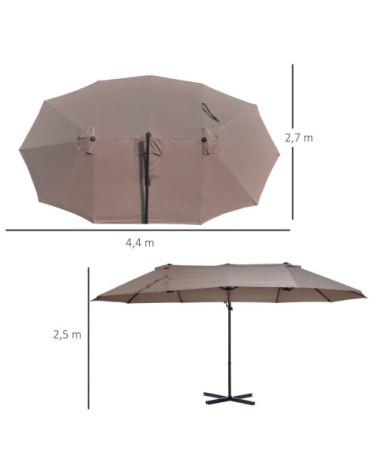Parasol déporté grande taille inclinable marron