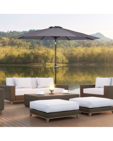 Parasol en aluminium rond inclinable gris