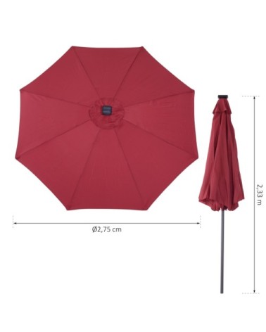 Parasol lumineux LED octogonal inclinable bordeaux