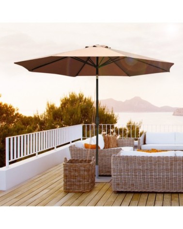 Parasol en aluminium rond inclinable chocolat