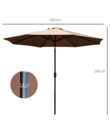 Parasol en aluminium rond inclinable chocolat
