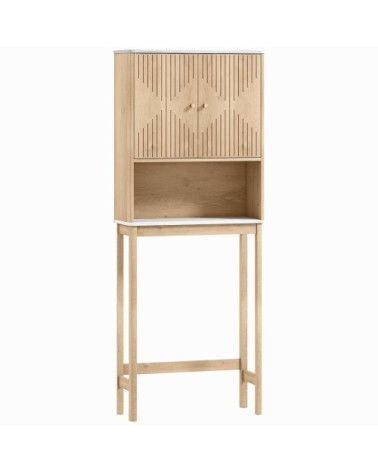 Meuble wc dessus de toilette placard à double porte chêne