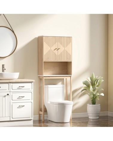 Meuble wc dessus de toilette placard à double porte chêne