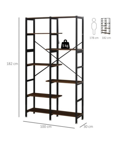 Étagère bibliothèque séparateur de pièce style industriel 6 étagères