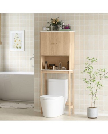 Meuble wc dessus de toilette placard à double porte chêne