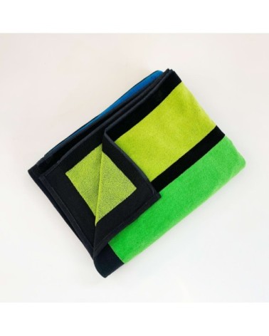 Serviette de plage éponge velours bleue happy men 100 x 175