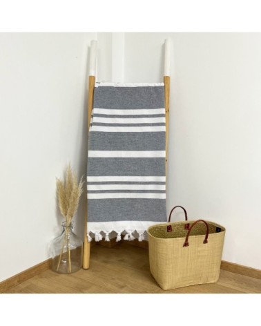 Fouta doublée éponge Kandara Gris 140x180 340g/m²