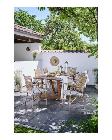 Chaise repas en aluminium et fibre synthétique aspect rotin