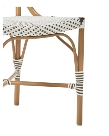 Chaise repas en aluminium et fibre synthétique aspect rotin