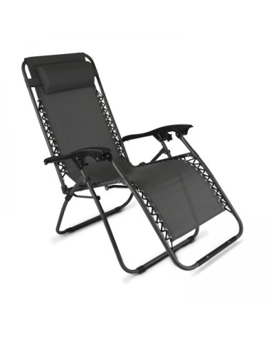 Fauteuil relax de jardin en acier et textilène inclinable gris