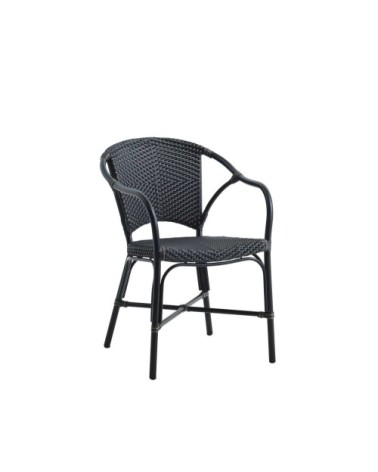 Fauteuil repas empilable en alu et fibre synthétique noir