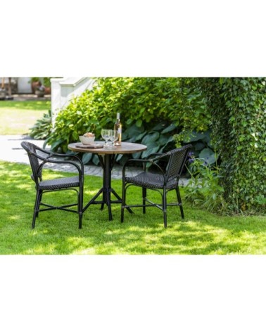 Fauteuil repas empilable en alu et fibre synthétique noir