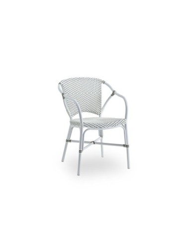 Fauteuil repas empilable en alu et fibre synthétique blanc