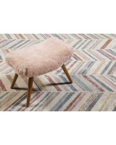 Tapis exterieur tissé plat motif chevrons vintage coloré 160x230