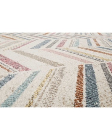 Tapis exterieur tissé plat motif chevrons vintage coloré 160x230