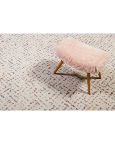 Tapis exterieur design motif pastel tissé plat beige 133x200