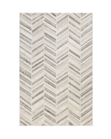 Tapis exterieur tissé plat motif chevrons vintage gris 160x230