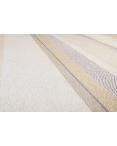 Tapis rayé beige et brun tissé plat 290x190