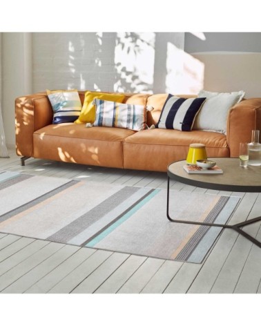 Tapis design rayé tissé plat tons pastels 150x80