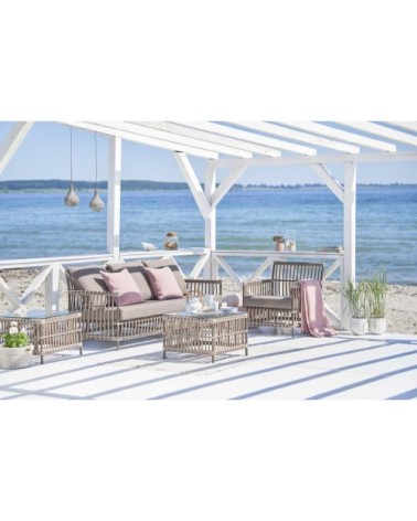 Table basse carrée en alu et fibre synthétique moccaccino