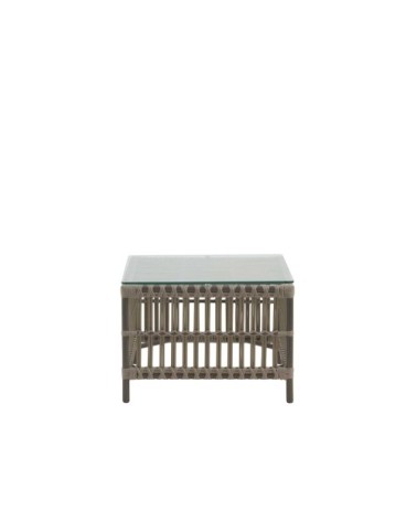 Table basse carrée en alu et fibre synthétique moccaccino