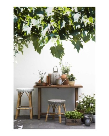 Tabouret en rotin et fibre synthétique 68cm blanc