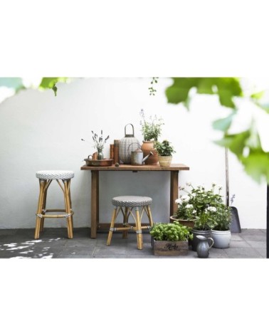 Tabouret en rotin et fibre synthétique 68cm blanc