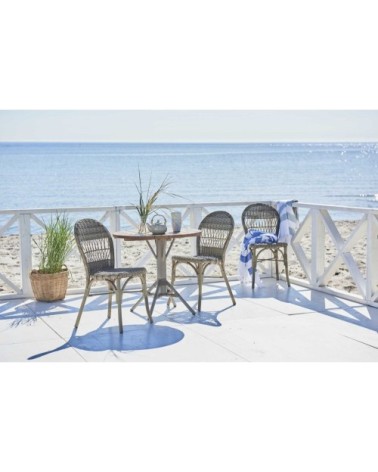 Chaise repas empilable en alu et fibre synthétique taupe