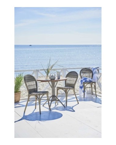 Chaise repas empilable en alu et fibre synthétique taupe