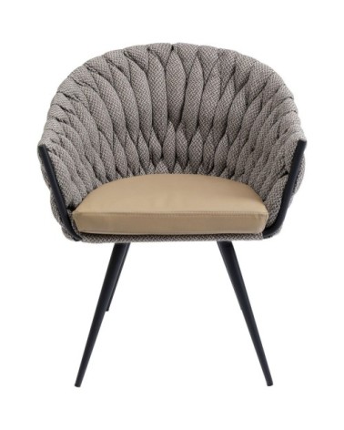 Chaise avec accoudoirs bicolore marron et acier