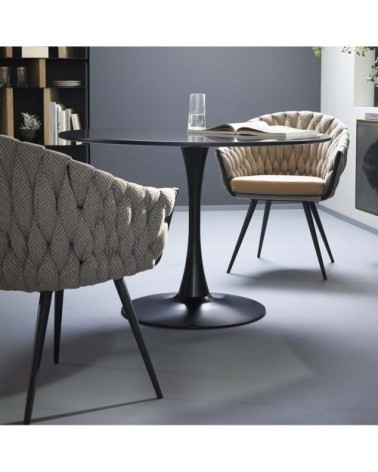 Chaise avec accoudoirs bicolore marron et acier