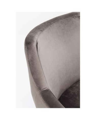 Chaise avec accoudoirs en velours gris et hêtre laqué noir
