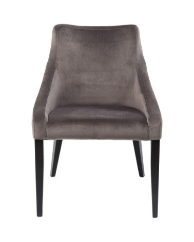 Chaise en velours gris et hêtre laqué noir