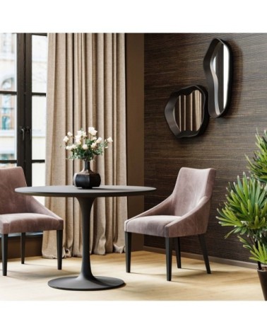 Chaise en velours gris et hêtre laqué noir