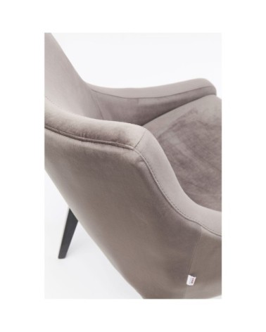 Chaise en velours gris et hêtre laqué noir