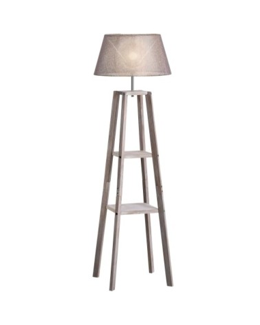 Lampadaire design contemporain 2 étagères H148 cm pin lin gris