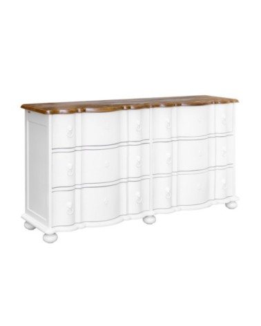 Commode double plateau chêne 6 tiroirs blanc