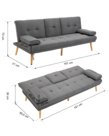 Canapé convertible 3 places design scandinave
