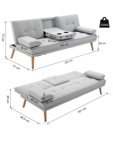 Canapé convertible 3 places design scandinave