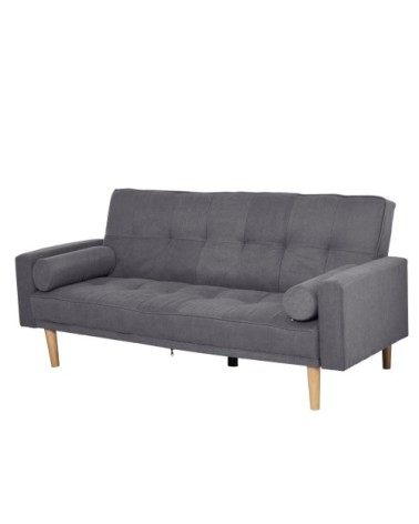 Canapé convertible 3 places design scandinave lin gris