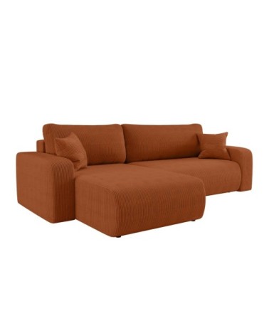 Canapé d'angle max réversible et convertible velours côtelé terracotta