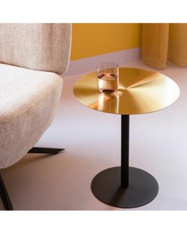 Table basse ronde en métal brossé D40cm laiton