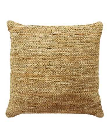 Coussin en cuir tressé jaune 70x70